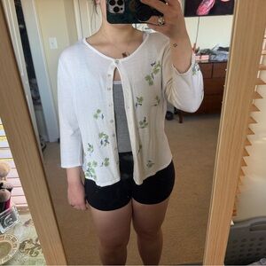 Floral White Cardigan